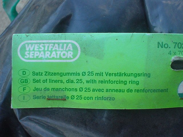 Westfalia Zitzengummis,Edelstahlverschraubungen,Schläuche,etc.