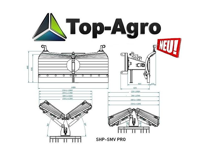Top-Agro Schneeschild 2,0m MINI VARIO PRO !! WINTERAKTION SHP-MV20 PRO WINTERANGEBOT
