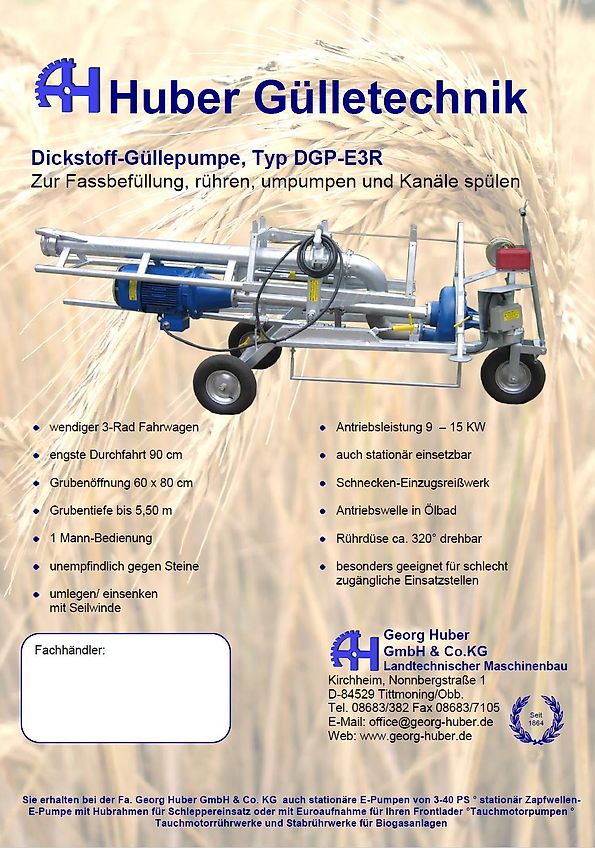 Huber Gülletechnik Güllepumpe DGP-E3R