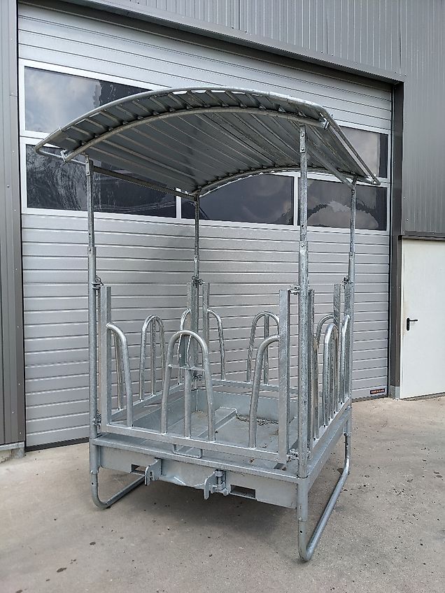 Kg-Tech Heuraufe mit Dach Vierkantraufe Palisadenfressgitter Raufe 1,5 x 1,5m